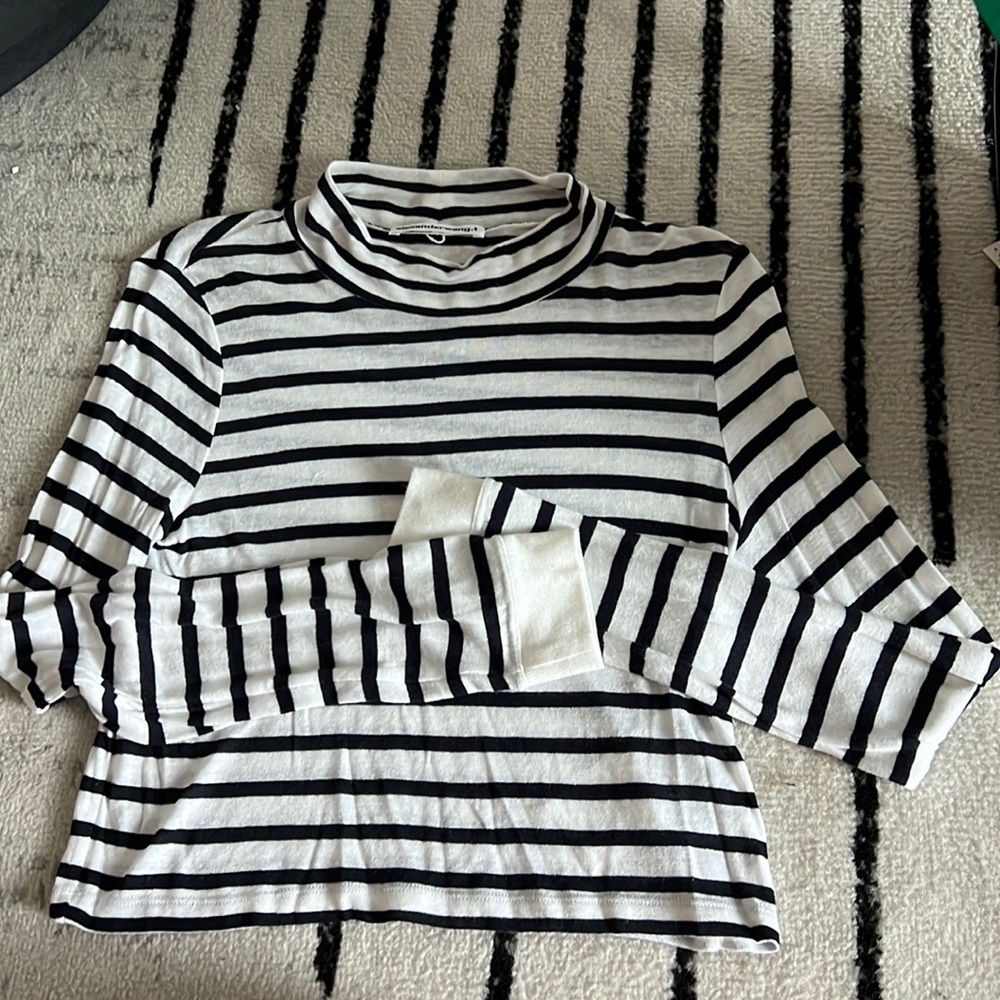 Alexander Wang Monochrome Striped Long Sleeve Tee
